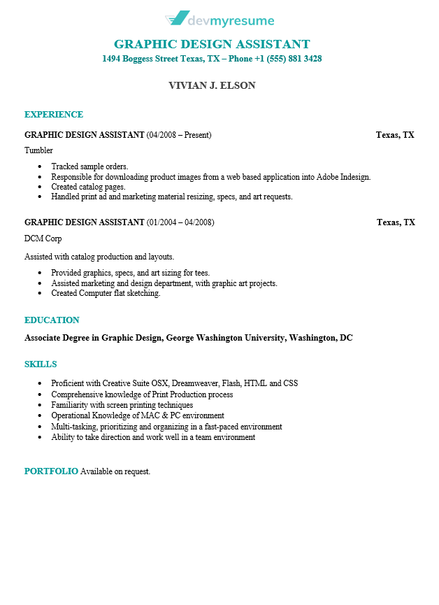 graphic design resume example