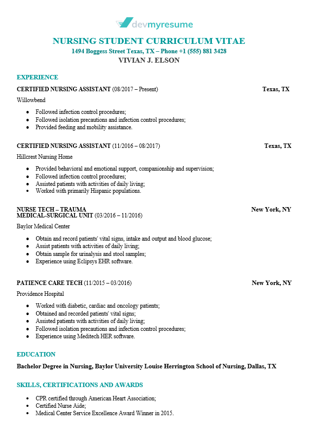 nurse resume template